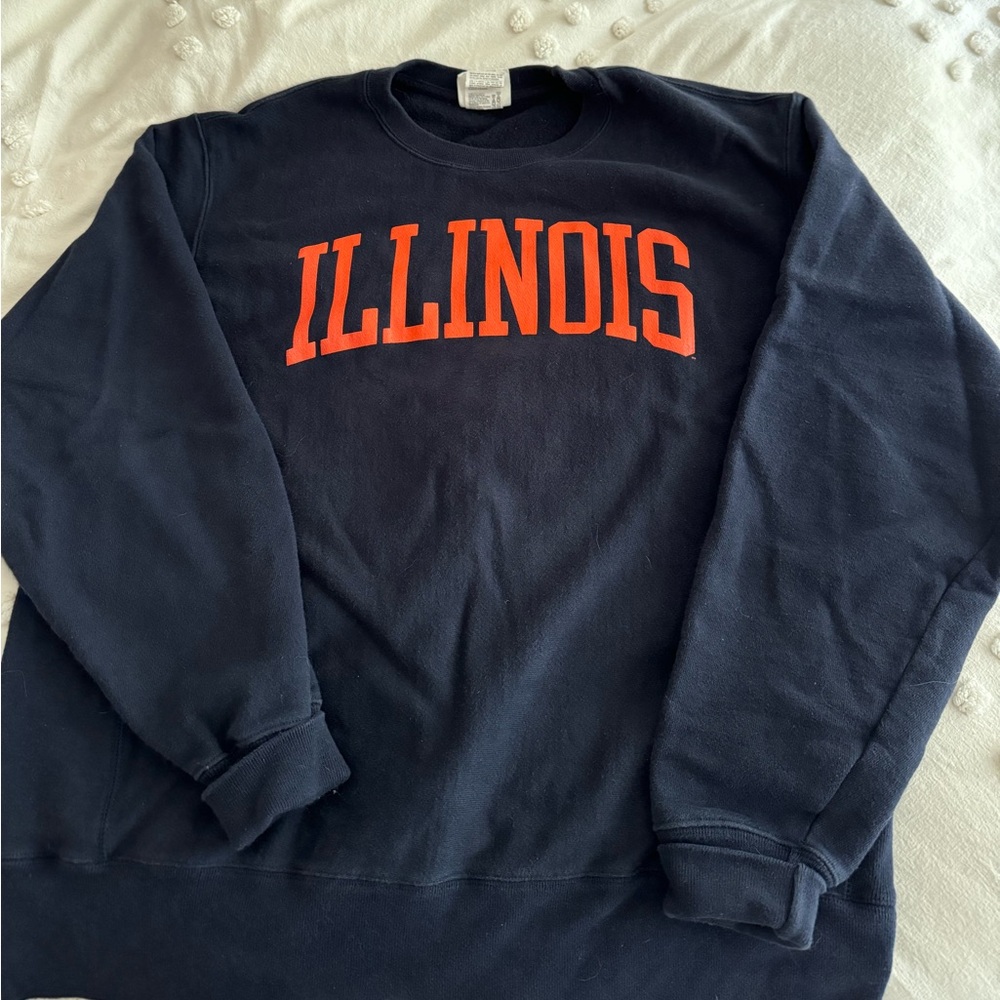 Champion Reverse Weave Navy Blue Illinois Pullover Size L